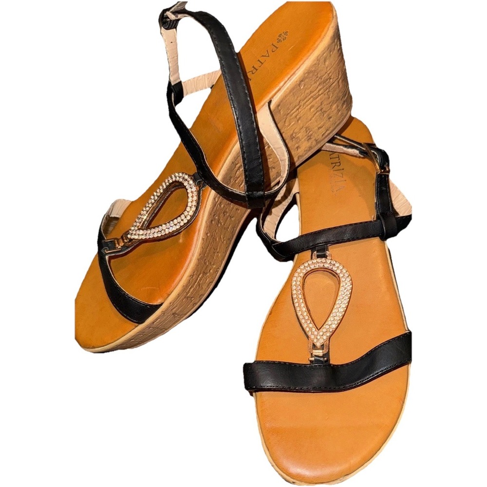 Spring Step Wedge Sandal Patrizia Faux Rhinestones Cork Womens US 8.5 EU 39